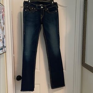 True Religion Women's Boot Leg Jeans Gold rhinestone buttons